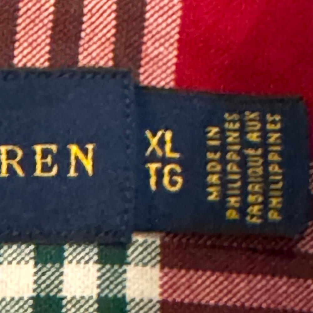 LN RALPH LAUREN Slim Fit Red & Blue Plaid Long Sleeve Button Down Shirt … - Picture 6 of 7